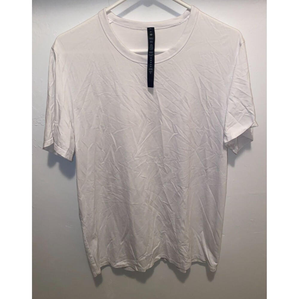 Lululemon Shirt Mens M White Athletic Short Sleeve Running Tee Workout Stretch